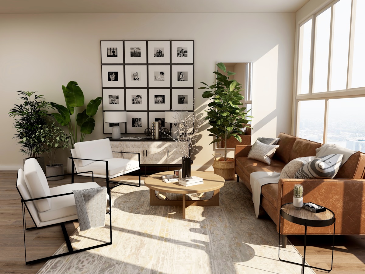 Warm modern interior with considered finishes and natural daylight